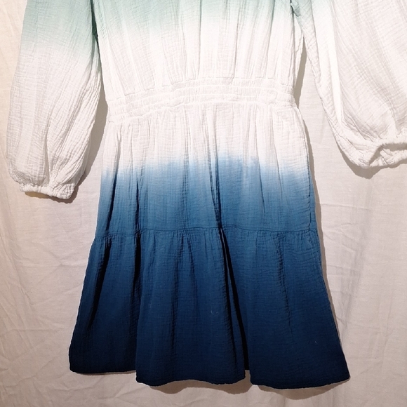 Boho Cotton Midi Dress, Blue Green Ombre, Universal, Sz 10, NWOT - Picture 7 of 13